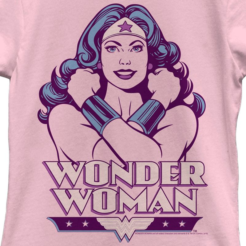 Girl's Wonder Woman Arms Crossed Pose T-Shirt, 2 of 5