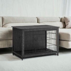 Modern Dog Crate Furniture , End Table, for Small Dogs up to 70 lb - Stylish Kennel with Removable Tray, Double Doors - 1 of 4