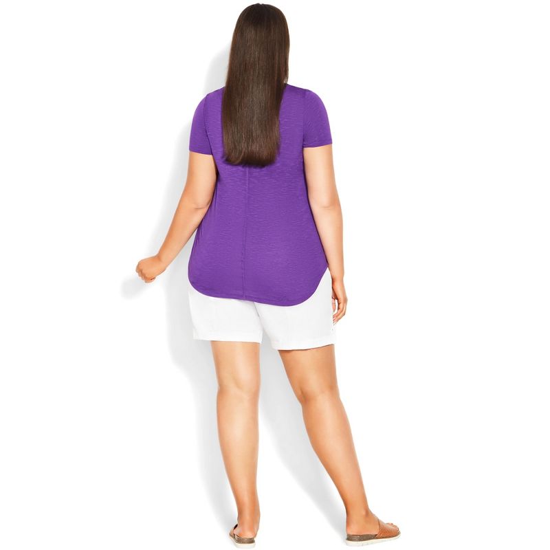 Women's Plus Size Slub Tee - purple | EVANS, 3 of 6