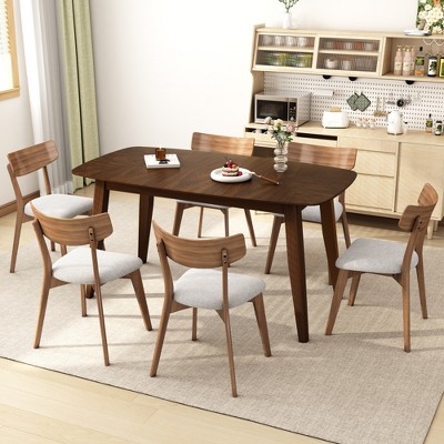 7-Piece Dining Set with Kitchen Table and 6 Upholstered Chairs