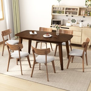 7-Piece Dining Set with Kitchen Table and 6 Upholstered Chairs - 1 of 4