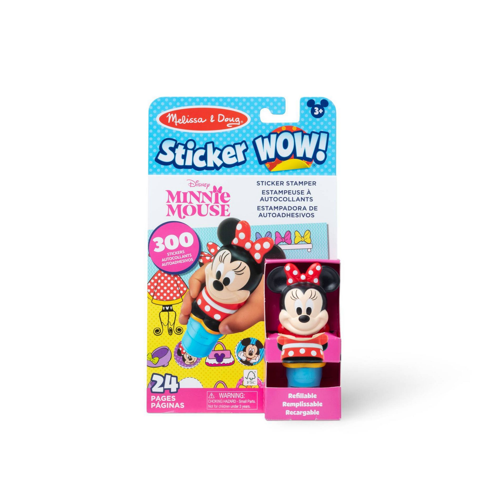 Melissa & Doug Sticker WOW! 24-Page Activity Pad and Sticker Stamper with 300 Stickers - Disney Minnie Mouse
