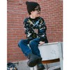 Deux par Deux Boy Pullover Fleece Sweatshirt Black Dinosaur Print - 2 of 4