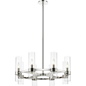 Datus 8-Light Industrial Chandelier - Modern Iron & Glass Fixture for Dining Room or Kitchen - 1 of 4