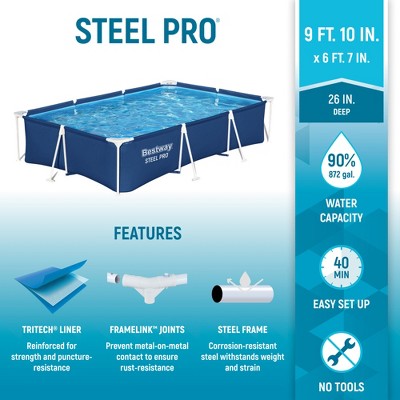 Bestway Steel Pro 9ft Blue Rectangular Above Ground Pool Set with Pump
