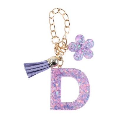 Unique Bargains Star Sequin Letter D Flower Tassel Water Cup Pendant Purple 1 Pc