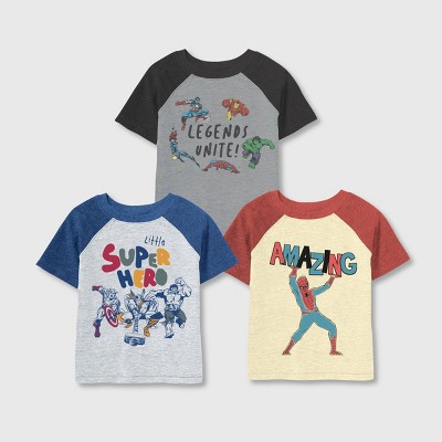 Toddler Boys' 3pk Marvel Short Sleeve Raglan T-Shirt