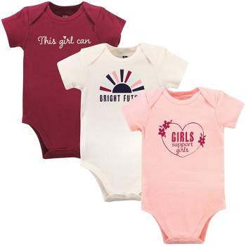 Hudson Baby Infant Girl Cotton Bodysuits, Bright Future