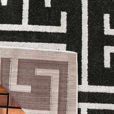 Anthracite and Light Grey Geometric 4' x 6' Area Rug