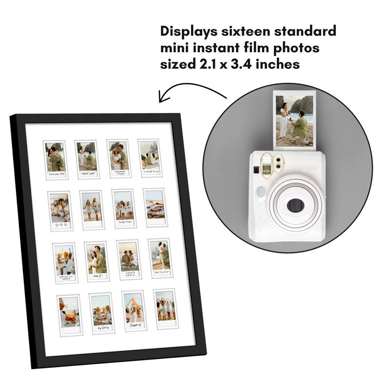 Americanflat Mini Instant Photo Collage Frame with Double White Mat - Display 2.1x3.4" Photos - Black, 2 of 8