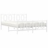 vidaXL White Metal Double Bed Frame with Slatted Support, Modern Bedroom Furniture with Headboard and Footboard - 59.1"x78.7" - 3 of 4