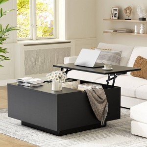 WOWLIVE Lift Top Coffee Table with Hidden Storage,Wooden Square cocktail table for Living Room - 1 of 4