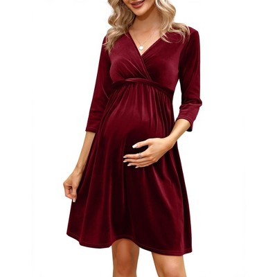 LXT-Women's Nursing 3/4 Sleeve A Line Party Midi Dress