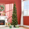 HOMCOM 7 FT Tall Pre-Lit Slim Noble Fir Artificial Pencil Christmas Tree with Realistic Branches, 200 Warm White LED Lights and 499 Tips, Green - 2 of 4