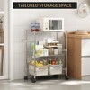 3 Tier Steel Kitchen Cart, Rolling Utility Carts with Handle, 4 Wheels, Adjustable Shelf for Kitchen, Dining Room - 2 of 4
