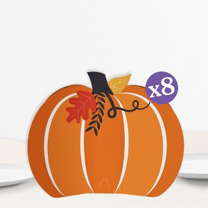 Big Dot of Happiness 3D Fall Pumpkin Centerpiece Table Decorations, Freestanding Halloween or Thanksgiving Party Decor, Party Centerpieces - 8 Count - 1 of 4