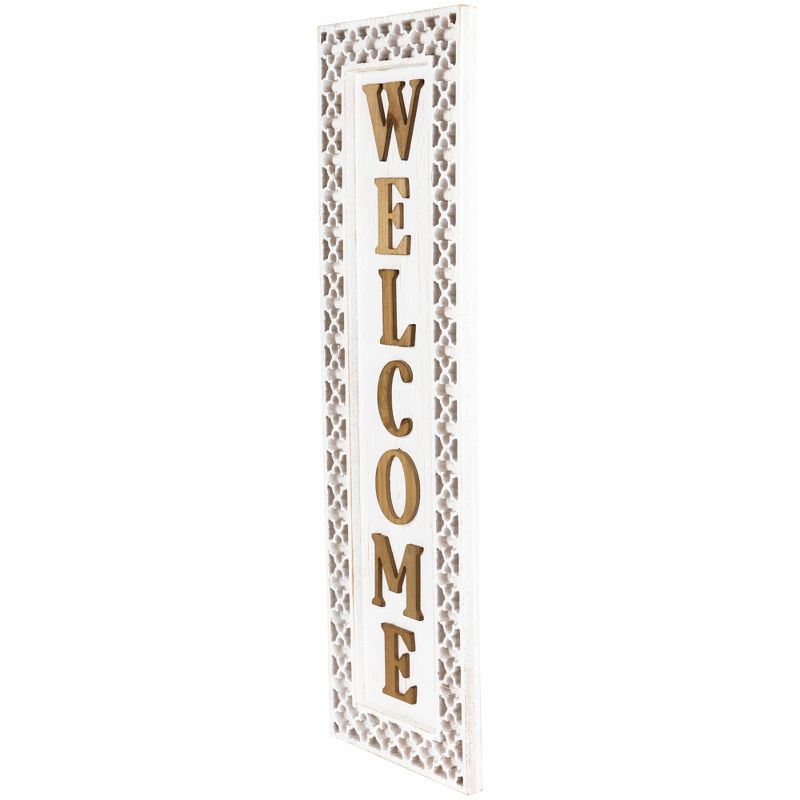 Northlight Rustic Welcome Wooden Wall Sign - 24" - White, 4 of 7