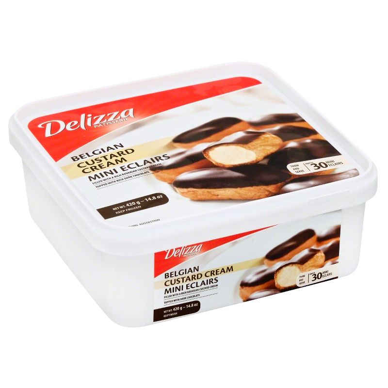 Delizza Patisserie Belgian Custard Cream and Dark Chocolate Frozen Mini Eclairs - 30pk, 1 of 6