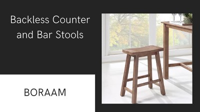 Lucio 28" Oval Backless Black Saddle Wood & Metal Barstool
