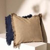 TopComfy Support Pillow Stonewashed Linen Throw Pillow with Handworked Edges and Fringe for Stylish Decor, Beige, 22"*22"*1" - 2 of 4