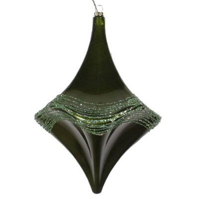 Vickerman 8" Candy Glitter Drop Ornament Moss Green