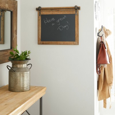 Rustic Brown Wood and Iron 21" Wall Chalkboard Decor