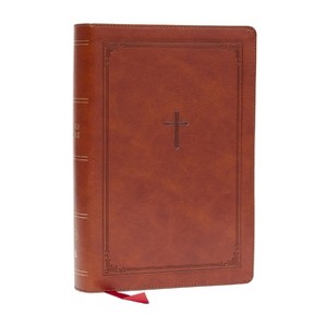 KJV Giant Print End-Of-Verse Reference Bible, Brown Leathersoft, Red Letter, Comfort Print - by  Thomas Nelson (Leather Bound) - 1 of 1