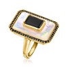 Ross-Simons Mother-Of-Pearl and Onyx Ring With 0.50 ct. t.w. Black Spinel in 18kt Gold Over Sterling - 3 of 4