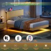 Queen Size Floating Bedstead, Charging Station, LED Lights, Wavy Headboard, No Box Spring, Oak-- Frevyn - 3 of 4