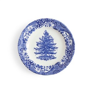 Spode Blue Italian 8" Christmas Plate - Earthenware Celebration Platter with Tree Motif - Microwave, Oven, Freezer Safe - Elegant Holiday Serveware - 1 of 4