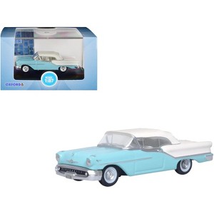 1957 Oldsmobile 88 Convertible (Top-Up) Banff Blue and Alcan White w/White 1/87 (HO) Scale Diecast Model Car by Oxford Diecast - 1 of 4
