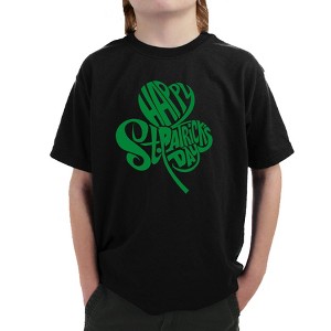 LA Pop Art Boy's Word Art T-shirt - St. Patrick's Day Shamrock - 1 of 4