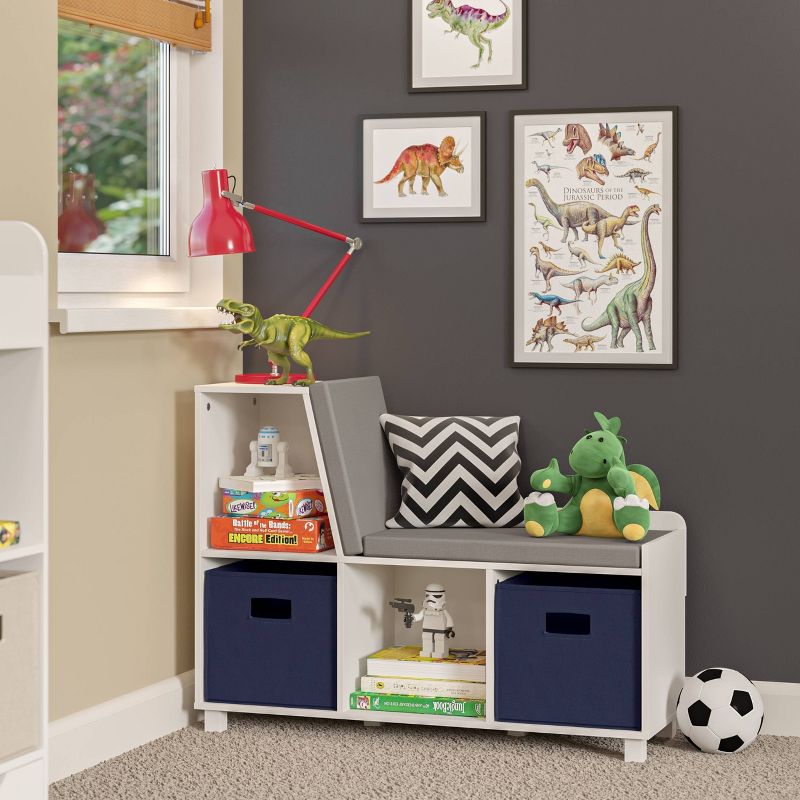 Kids&#39; Book Nook Storage Bench with Cubbies White - RiverRidge Home, 6 of 20