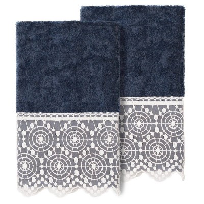 Navy patterned towels sale