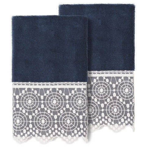 Navy blue & cream grain sack towel set – JaBella Designs