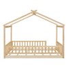TIRAMISUBEST Twin/Full Size Wood Bed House Bed Frame with Fence and Guardrails, Kids Floor Bed Montessori Bed Platform Bed with Wood Slats Support - 4 of 4