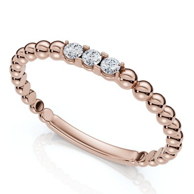 Pompeii3 Beaded Diamond Stackable Accent Anniversary Ring 14k Gold or Platinum Lab Created