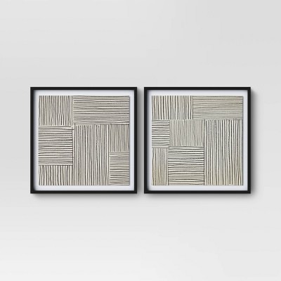 Photo 1 of (Set of 2) 20" x 20" Abstract Lines Framed Print - Project 62