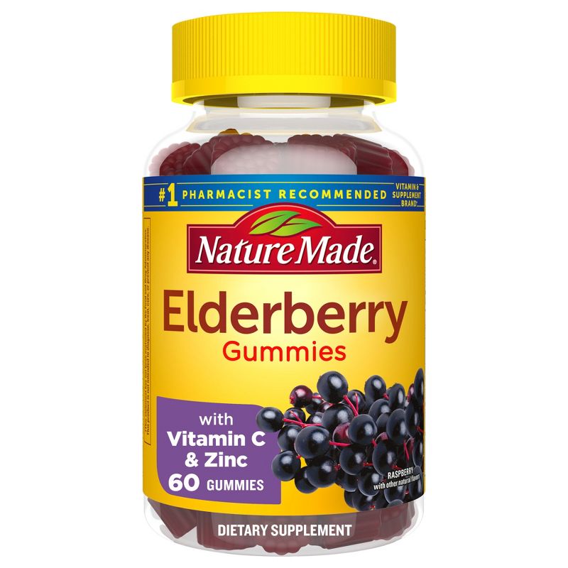 Nature Made Elderberry with Vitamin C and Zinc for Immune Support Gummies - Raspberry , 1 of 14