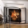 Panacea Durable 30 by 48 Inch 3 Panel Matte Powder Coated Steel Construction Fireplace Screen with Arched Design and Double Bar, Black - 4 of 4