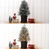 3FT Prelit Snow Flocked Christmas Tree with Prelit Premium 78 LED 8 Mode Battery Powered Mini Small Xmas Tree with Classic Black Base - 3 of 4