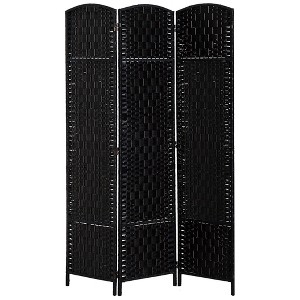 Aghana Digitals 3-Panel Folding Privacy Screen, 6FT Tall Wicker Weave Partition Wall with Poplar - 1 of 4
