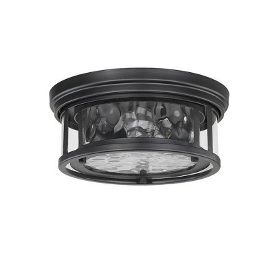 Clarion Matte Black Transitional 2-Light Flush Mount with Clear Water Glass