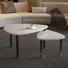 KTMBDW 2 Tier Modern Coffee Table, 360 Degree Rotatable Coffee Center Table with Wood Legs and Sintered Stone Tabletop, Cocktail Table for Living Room - 3 of 4