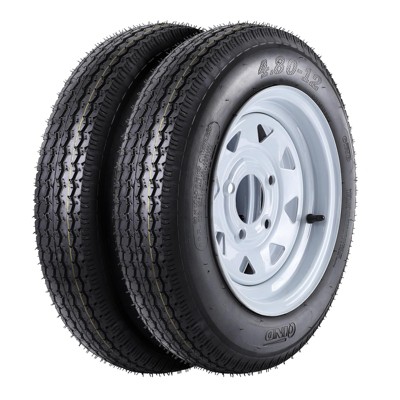 2 Pack 4.80-12 4.80x12 480-12 4.80-12 Trailer Tires with 12'' Rims, 4 Lug 4"', Load Range C 6PR