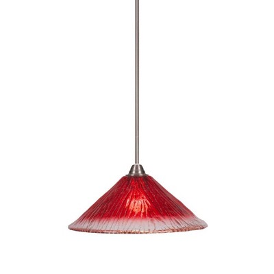 Toltec Lighting Paramount 1 - Light Pendant in  Brushed Nickel with 16" Raspberry Crystal Shade