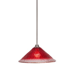 Toltec Lighting Paramount 1 - Light Pendant in  Brushed Nickel with 16" Raspberry Crystal Shade - 1 of 1