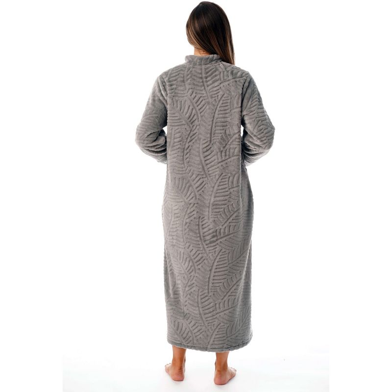 Just Love Womens Plush Zipper Lounger Solid Robe | Long Bathrobe Duster, 3 of 4