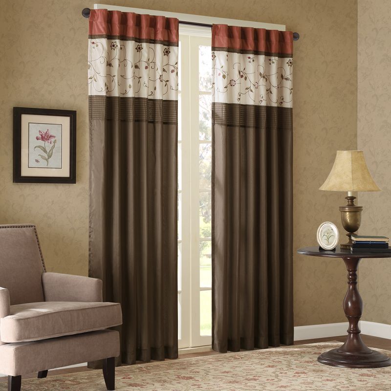 84"x50" Monroe Embroidered Light Filtering Curtain Panel, 1 of 10