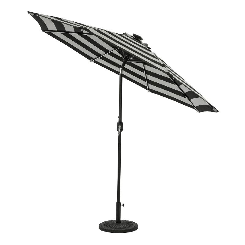 9&#39; x 9&#39; Mirage II Fiesta Market Patio Umbrella with Solar LED Tube Lights Black/White - Island Umbrella, 3 of 15